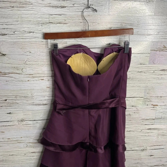 After six vintage size 10  purple strapless dress with belt ruffle - Picture 5 of 7